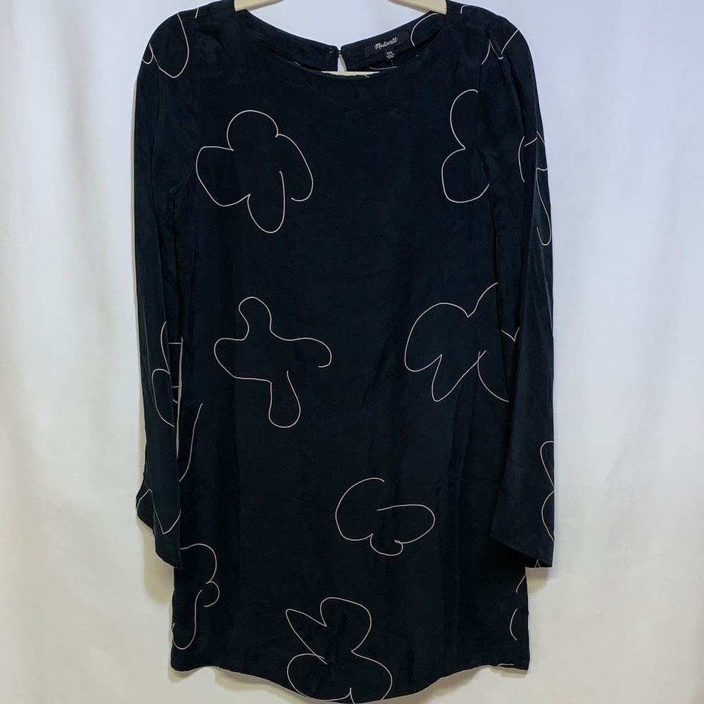 Madewell Black Dress with White Abstract Design
